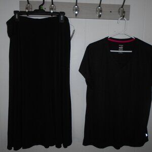Mid Calf Skirt & Black Shirt- Adult 2X-New w/Tags